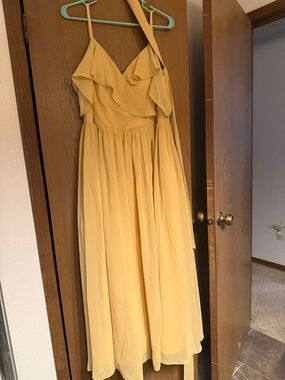 Elegant Yellow/Gold Ruffle Maxi Dress - Bridesmaid Dress